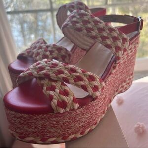 NIB Free People Helia Woven Platform Wedge Sandals